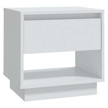 Mesita De Noche | Mesilla De Noche Madera Contrachapada Blanco 45x34x44 Cm