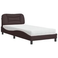 cama con colchon tela marron oscuro 90x200 cm