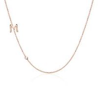 14 quilates letra de cadena de oro rosa con diamante