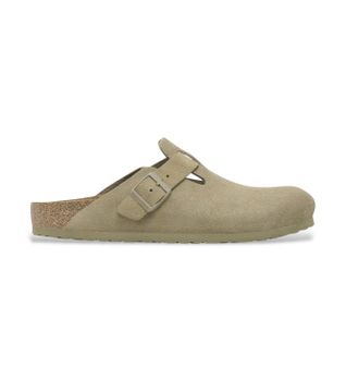 Birkenstock para mujer. 1025844 Zuecos de Piel Boston (Ajuste Estrecho) verde pistacho (39), Plano, Ninguno, Casual