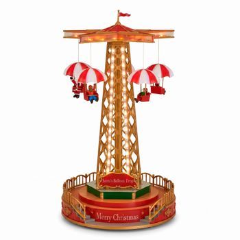 Carrusel Navideño Papá Noel Con Globos Well Home - Movimiento, Música Y Luces Led - 24,5x24,5x44,5cm