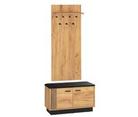 mueble de entrada con perchero estante y banco zapatero 2 puertas nilo madera