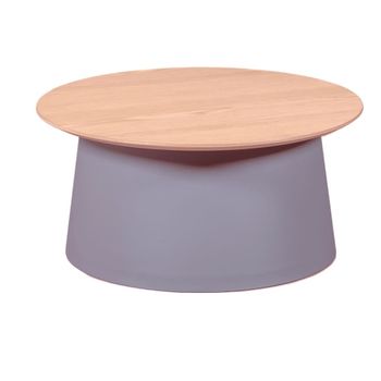 Mesa de centro redonda con tablero de madera de roble, gris