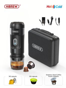 HiBREW-cafetera portátil Expresso para coche, máquina de café en polvo con cápsula, compatible con Nexpresso, Camping y hogar, agua caliente, H4A