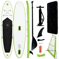 tabla de paddle surf inflable con vela verde y blanca vidaxl