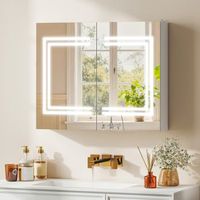 armario de bano de mdf vidrio kleankin 80x15x65 cm blanco brillante