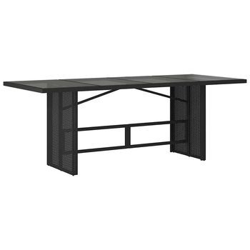 Mesa De Jardín | Mesa De Exterior Superficie De Vidrio Ratán Pe Negro 190x80x74 Cm