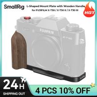 placa de montaje en forma de l smallrig con mango de madera para fujifilm x-t30  x-t30 ii  x-t30 iii negrotiraplata de carbon 5666