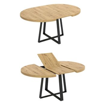 Mesa extensible efecto madera de roble anudada 158x110h77 cm