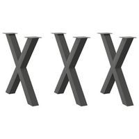 patas para mesa de comedor en forma de x 3 unidades antracita 80 x 72-73 cm acero vidaxl