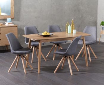 Nordic 150cm Oak Dining Table with Oscar Fabric Round Leg Chairs
