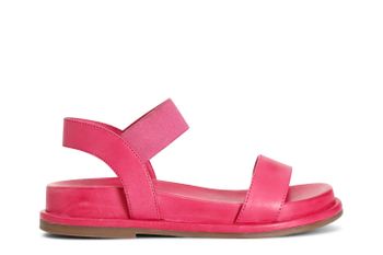 sandalias de piel con elástico hot pink
