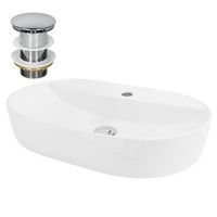 lavabo incl desague sin rebosadero 60x40x12 cm ceramica blanca ml-design