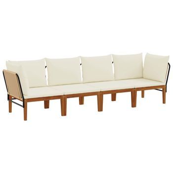 4 Uds. Madera De Acacia Sólida Y Cuerda Natural Vidaxl