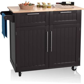 Isla De Cocina, Carro De Cocina Giratorio Con Cajones Costway 108 X 54 X 21 Cm(beige)