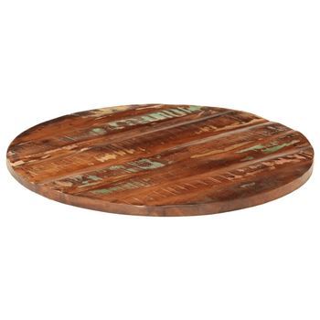 Tablero De Mesa | Tablero Escritorio Redondo Madera Maciza Reciclada Ø 80x2,5 Cm