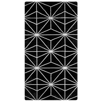 Alfombra Negra Con Patrón Geométrico De Viscosa Y Algodón 80 X 150 Cm Tejida A Mano Estilo Glam Moderno Sibel