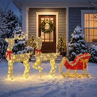 reno de navidad exterior de metal outsunny 123 cm - dorado
