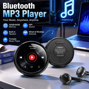 Lector de Libros Electrónicos, Reproductor MP3, Bluetooth 5.3, Reproductor de Música HIFI sin Pérdidas, Pantalla de Vinilo Retro, Walkman Portátil de 32GB/64GB con Altavoz