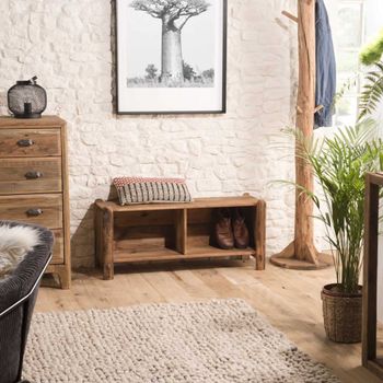 Sofá de 3 plazas de poliéster beige y patas de madera