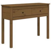mesa consola de madera maciza de pino marron miel 100x35x75 cm vidaxl