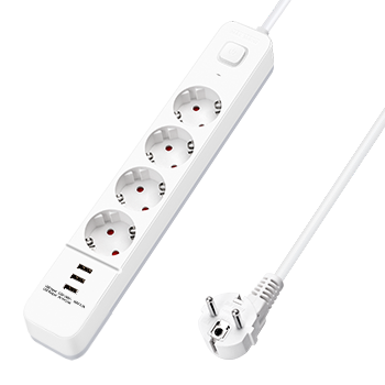 Aigostar Regleta alargador de 4 enchufes con cable de 1,5 metros e interruptor de 3 USB