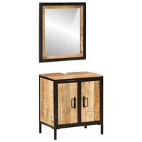 vidaxl conjunto de muebles de bano 2 pzas madera maciza mango y hierro