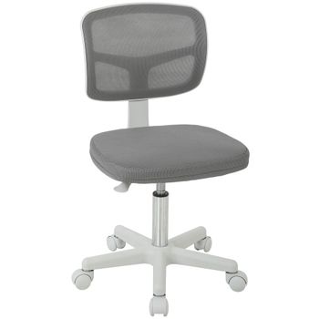 Vinsetto Silla de Oficina Ergonómica Sin Reposabrazos, Sillón de Oficina Giratorio, Respaldo Curvado en Malla y Ruedas, Gris