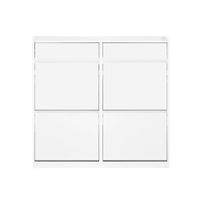 zapatero estrecho con 4 puertas y 2 cajones blanco 98x19x95 cm