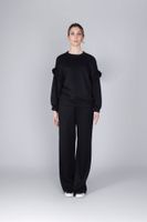 sudadera con volantes en la manga tacto calido black