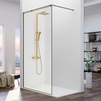 Panel Fijo De Ducha Fresh Arena Gun Metal  100 Cm Barra En L