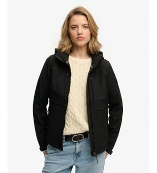 Superdry para mujer. W5012069A Chaqueta Hooded Classic Trekker negro (XL), Casual, Poliéster Reciclado