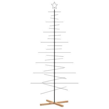 Árbol De Navidad Metal Negro Con Base De Madera 210 Cm Vidaxl