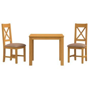 Conjunto De Comedor 3 Uds. Gris Madera De Roble Sólido Vidaxl