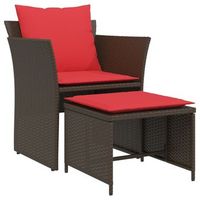 sillon de jardin  silla de exterior con reposapies ratan sintetico marron
