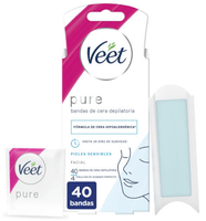 veet pure bandas de cera fria labio superior pieles sensibles 40 uds