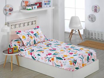 Edredón ajustable florenzia dhestia home | diseño floral + cojín 350g