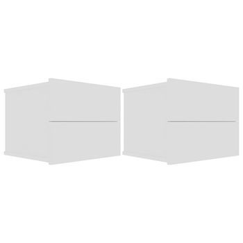 Pack 2 Uds Mesitas De Noche, Mesilla Madera Contrachapada Blanco 40x30x30 Cm