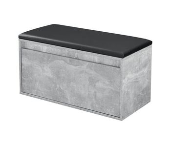 Banco zapatero degerfors con cajón 80x39x45 cm - efecto hormigón/negro [en.casa]