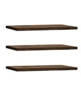 pack 3 estanterias de madera maciza flotante nogal 120x32cm