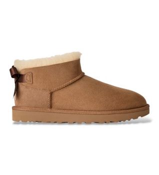 UGG para mujer. 1185491 Botines de Piel Ultra Mini Bailey Bow marrón (40), Plano, Ante, Ninguno, Casual, Homewear