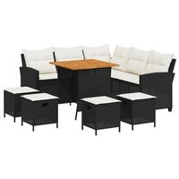 set de sofas de jardin en forma de l con cojines 6 pzas negro vidaxl