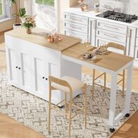 mesa extensible de 117-180x50x946 cm 6 estantes con espacio de almacenamiento color blanco