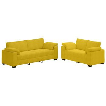 Juego De Sofá De 2 Piezas Con Cojines De Terciopelo Amarillo Vidaxl