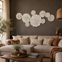 decoracion de pared flor de acero blanco 137x11x56 cm