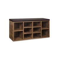 banco para zapatos almacenamiento con cojin acolchado marron rustico