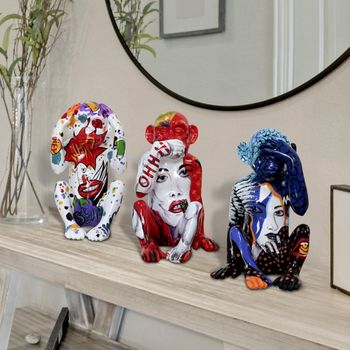 Set 3 figuras decorativas monos sabios