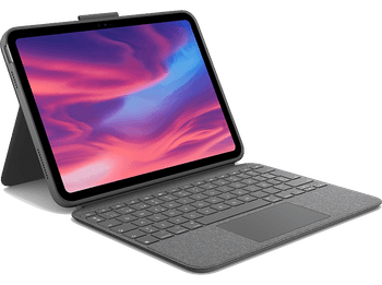 Funda con teclado - Logitech Combo Touch para iPad (10ª generación y A16), Cuatro modos de uso, Teclas acceso directo, Teclado retroiluminado, Gris