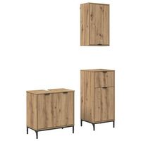 juego de muebles de bano 3 uds roble artisan 395 x 36 x 88 cm vidaxl
