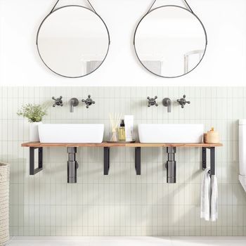 Encimera Tocador De Baño Madera Acacia Sin Tratar 140x50x2 Cm